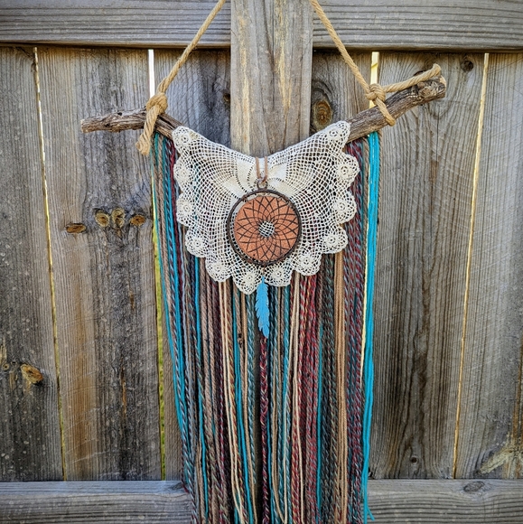 Hand Crafted Other - Nwt Handcrafted Bohemian Twig Yarn Wall Hanging